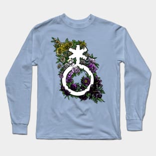 Non-binary Symbol Flowers Enby Long Sleeve T-Shirt